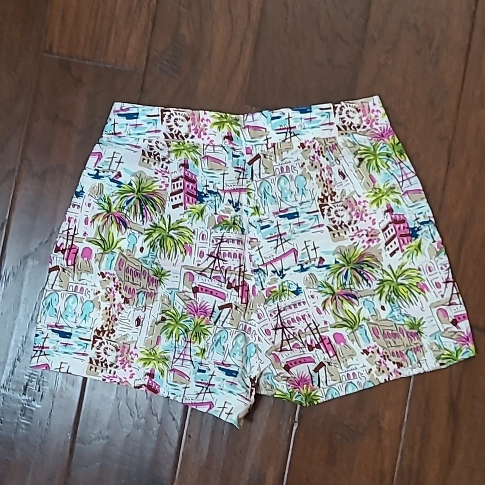 J. Crew Colorful Tropical Beach Patterned Linen Blend Shorts size 2